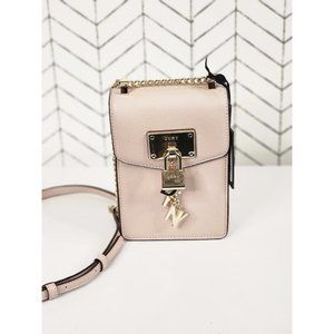 DKNY Elissa Pebble Leather Charm Chain Strap Crossbody